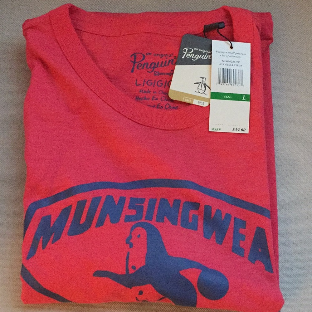 Men's Penguin brand red tee size Large